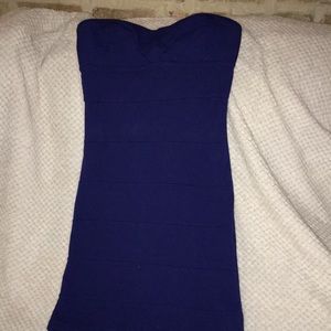 Blue strapless dress